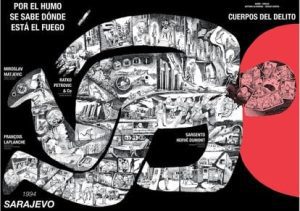 Dibujo de Sergio García para 'Cuerpos del delito' en la que usa la narrativa multilineal.